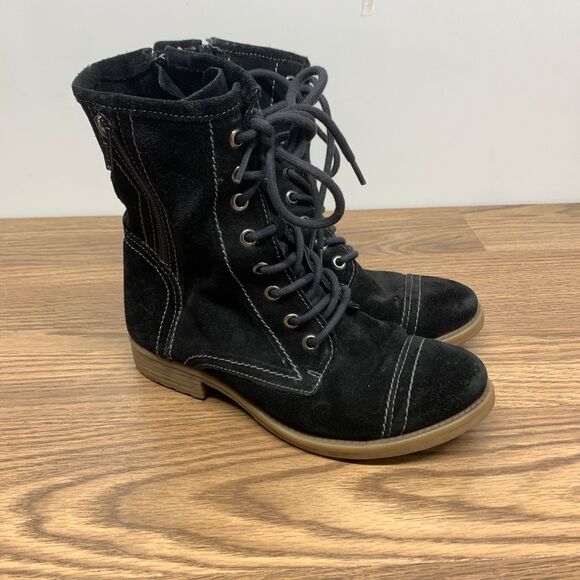 Bed Stu Shoes - Roan Bed Stu Affair Combat Boots Distressed Grunge Black Leather Sz 6.5 Lace Up